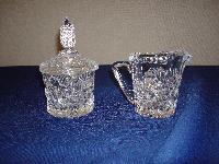 Crystal Sugar Bowl w/Lid and Creamer